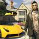 A man in a fur coat walks away from a fancy yellow car in GTA Online.